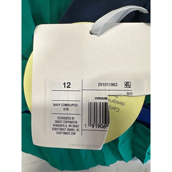 Cushine Women's Pleated Dress Size‎ 12 NWT Navy Combo Cocktail Midi - Picture 7 of 7